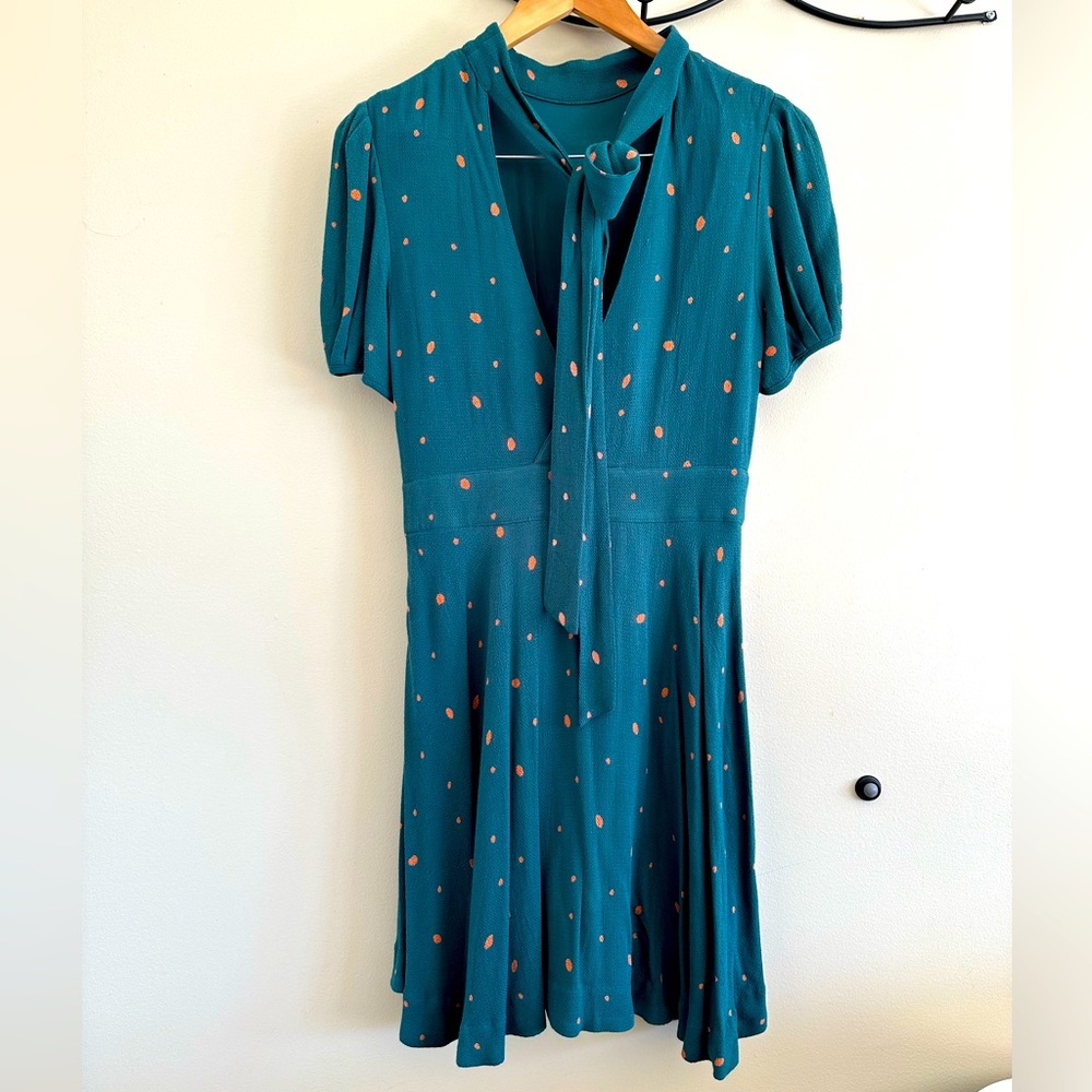 Free People | Abbie Tie Polka Dot Dress, Size 4 ✨